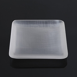 Квадрат Украшения для скульптур из натурального селенита, для домашнего офисного стола, квадратный, 99x99x13 мм