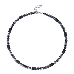 Немагнитные Гематит 6Мм круглые синтетические немагнитные гематитовые и столбчатые бусины из натуральной лавы для женщин и мужчин, платина, 17.72 дюйм (45 см)