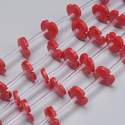 Красный Синтетические коралловые бусины ниток, окрашенные, резной цветок, красные, 13x13x2.3 мм, отверстие : 0.8 мм, около 20 шт / нитка