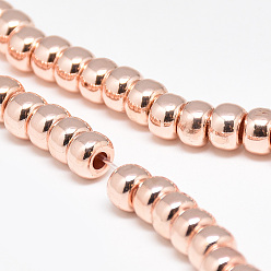 Rose Gold Plated Electroplate Non-magnetic Synthetic Hematite Beads Strands, Rondelle, Rose Gold Plated, 6x4mm, Hole: 2mm, about 97pcs/strand, 15.7 inch