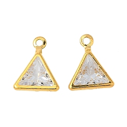 Треугольник Латунные микро проложить кубического циркония прелести, без кадмия и без свинца, треугольные, 9.5x7.5x3 мм, отверстие : 1 мм
