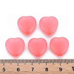 Salmon Transparent Acrylic Beads, Dyed, Heart, Salmon, 13.5x14x6mm, Hole: 1.5mm, about 775pcs/500g