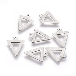 Stainless Steel Color Tarnish Resistant 201 Stainless Steel Charm, Triangle, Stainless Steel Color, 12x9x0.5mm, Hole: 1mm