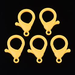 Yellow Plastic Lobster Claw Clasps, Yellow, 35x24.5x6mm, Hole: 3mm