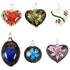 (52) Непрозрачная лаванда Подвески лэмпворк ручной работы, разнообразные, разноцветные, 27.5~50x20.5~33x10.5~16 мм, отверстие : 4~8 мм