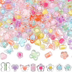 (52) Непрозрачная лаванда 240шт 8 стили прозрачные пластиковые бусины, бусина в бусине, разнообразные, разноцветные, 11~14.5x7~15x6~10 мм, отверстие : 2~3.5 мм, 30 шт / стиль