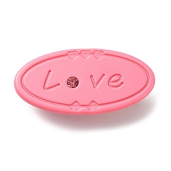 Pink Овальные заколки для волос из кожи аллигатора из смолы со словом «любовь», с железной фурнитурой, аксессуары для волос для девочек, розовые, 23x46x11 мм