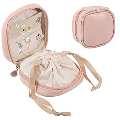 Misty Rose PU Leather Storage Bags, with Polyester and Alloy Findings, Square, Misty Rose, 120x120x46mm