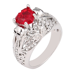 Светло-сиамский Сплав горный хрусталь широкополосного кольца, Light Siam, размер США 9 (18.9 мм)