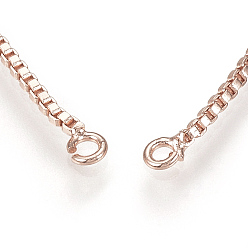 Rose Gold Brass Slider Bracelets Making, with Cubic Zirconia, Box Chains, Long-Lasting Plated, Rose Gold, Single Chain Length: about 11.5~12cm