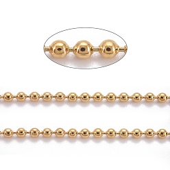 Золотой Вакуумное покрытие pvd 304 шариковые цепи из нержавеющей стали, с катушкой, пайки, золотые, 1.5 мм, около 32.8 футов (10 м) / рулон