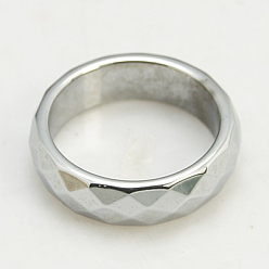 Silbern Silberfarbig Mode magnetische synthetische Hämatit Breitbandringe, Silbern Silberfarbig, 17 mm