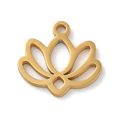 Золотой 304 подвески из нержавеющей стали, лазерная резка, цветок лотоса, золотые, 11x11x1 мм, отверстие : 1.2 мм