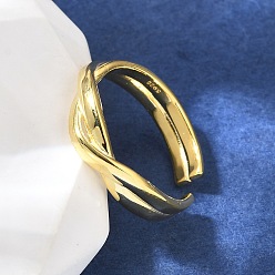 Золотой 925 серебряные манжеты, крест крест кольца, золотые, 4 мм, внутренний диаметр: регулируемый