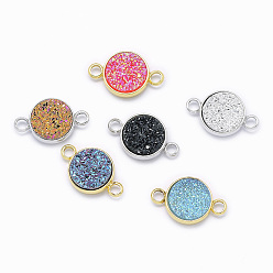 (52) Непрозрачная лаванда Коннекторы из смолы druzy, плоско-круглые, разноцветные, 9x14x3 мм, отверстие : 1.5 мм