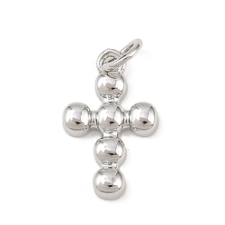 Платина Латунные подвески, крестик, долговечный, без свинца и без кадмия, стойки покрытие, с целью перехода в кольце, платина, 16x10x2.5 мм, отверстие : 3.3 мм
