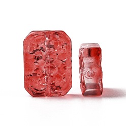 FireBrick Transparent Spray Painted Glass Beads, Rectangle, FireBrick, 18x13x5.5mm, Hole: 1.4mm