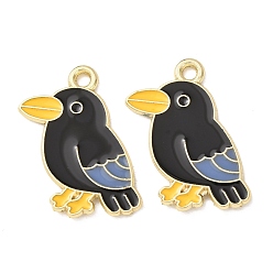 Raven Подвески из эмали и сплава, золотые, чары ворона, 24x20.5x1 мм, отверстие : 2 мм