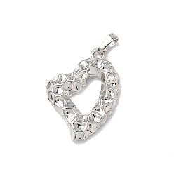 Платина Латунные подвески, сердце, стойки покрытие, долговечный, без кадмия и без свинца, платина, 28x20x4 мм, отверстие : 5x3.5 мм