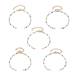 (52) Непрозрачная лаванда 304 звенья браслетов из нержавеющей стали, с эмалью, золотые, разноцветные, 6-3/4 дюйм (17 см)