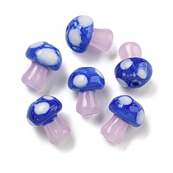 Синий Бусины лэмпворк , гриб, синие, 13x10 мм, отверстие : 1.6 мм