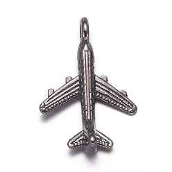 Черный Цвет Металла Сплавочные подвески тибетского стиля, пассажирский самолет, без кадмия, без никеля и без свинца, металлический черный , 22x15x3 мм, отверстие : 2.5 мм