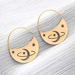 Луна 304 из нержавеющей стали болтаться серьги, золотые, луна, 27.5x25x1 мм