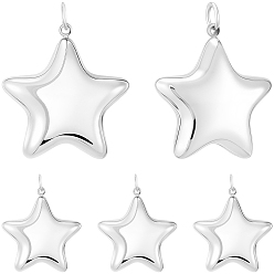Нержавеющая Сталь Цвет 6 шт. 304 подвески из нержавеющей стали, с целью перехода в кольце, звезда очарование, цвет нержавеющей стали, 19x17.5x5.3 мм, отверстие : 2.7 мм