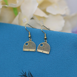 Golden 304 Stainless Steel Fan Dangle Earrings for Women, Golden, 31x14mm
