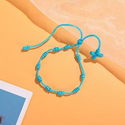 Темно-Голубой Браслеты из переплетенных бусин из нейлонового шнура, Браслеты из четок для пары друзей, глубокое синее небо, 6-1/4~11-3/4 дюйм (16~30 см)