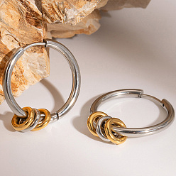 Серебро 201 двухцветные серьги-кольца из нержавеющей стали, классические простые повседневные украшения, серебряные, 27.8x20.2 мм