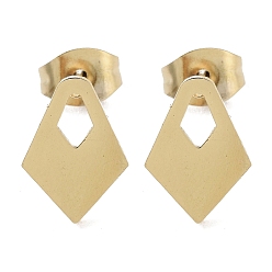 Golden PVD Vacuum Plating 304 Stainless Steel Stud Earrings for Women, Hollow Kite, Golden, 11x8mm