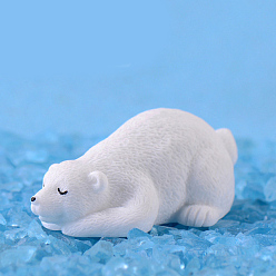 Белый Миниатюрные украшения из лежащего белого медведя, аксессуары для домашнего кукольного домика с микро-ландшафтом, притворяясь опорными украшениями, белые, 20x51 мм