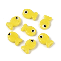 Желтый Бусины лэмпворк , рыба, желтые, 20~21x13~14x4.5~6 мм, отверстие : 1.2~1.8 мм