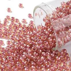 (960) Inside Color Amber/Mauve Lined TOHO Round Seed Beads, Japanese Seed Beads, (960) Inside Color Amber/Mauve Lined, 8/0, 3mm, Hole: 1mm, about 1110pcs/50g