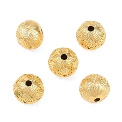 Настоящее золото 18K Латунные бусины, текстурированная круглая, без свинца и без кадмия, стойки покрытие, долговечный, реальный 18 k позолоченный, 8.5 мм, отверстие : 1.6 мм