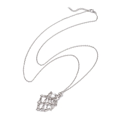 Нержавеющая Сталь Цвет Ожерелья с подвеской в виде клетки с кристаллами, с латунным ползунком, 304 из нержавеющей стали кабель цепи ожерелья, цвет нержавеющей стали, 29.25 дюйм (74.3 см)