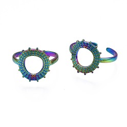 Rainbow Color 304 кольцевая манжета из нержавеющей стали, открытое кольцо цвета радуги для женщин, размер США 9 (18.9 мм)