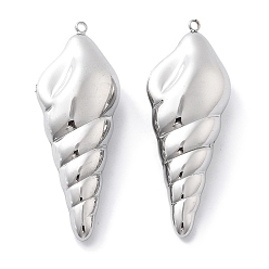 Нержавеющая Сталь Цвет Антикоррозийные 304 подвески из нержавеющей стали, очарование раковины, цвет нержавеющей стали, 42x15.5x10 мм, отверстие : 1.5 мм