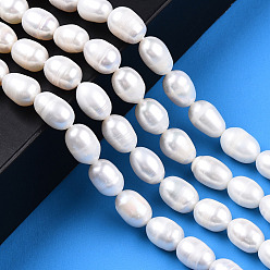 Seashell Color Natural Cultured Freshwater Pearl Beads Strands, Rice, Seashell Color, 9~11.5x7~8mm, Hole: 0.7mm, about 32~33pcs/strand, 13.78 inch~13.98 inch(35~35.5cm)
