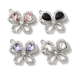 Платина Подвески из сплава с покрытием бабочки, со стразами, без кадмия, без никеля и без свинца, разноцветные, платина, 21x23x4 мм, отверстие : 1.8 мм