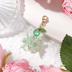 Нектар Подвесные украшения из искусственного лунного камня и стекла, с 304 из нержавеющей стали Lobster Claw застежками, нектар, 45 мм, Цветок: 32x18.5x18 мм