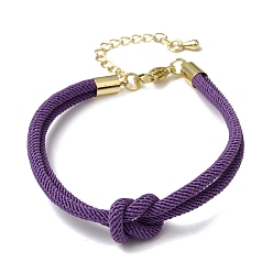 Medium Purple 3MM Round Nylon Braided Cord Bracelet Making, Knot, with Golden 202 Stainless Steel Lobster Clasp & Brass Finding, Medium Purple, 6.69x0.39 inch(17x1cm)