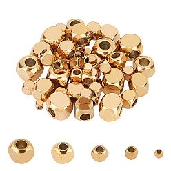 Golden PVD Vacuum Plating 304 Stainless Steel Spacer Beads, Cube, Golden, 50pcs/Box