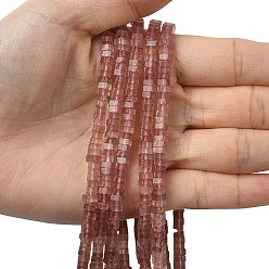 Клубничный Кварц Природного кварца клубники нитей бисера, квадратный, 4.5x4.5x2.5 мм, отверстие : 1 мм, около 46~51 шт / нитка, 14.57~15.35'' (37~39 см)