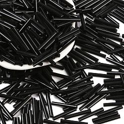 Черный Матовое стекло стеклярус, чёрные, 18x2.5 мм, отверстия: 0.5 мм, около 2500 шт / мешок