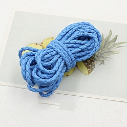 Озёрно--синий Плетеные шнуры из искусственной кожи, круглые, Плут синий, 4 мм, около 2.19 ярдов (2 м) / пачка