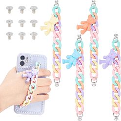 (52) Непрозрачная лаванда 4 шт 4 стиль акриловая панцирная цепь для самодельных мобильных ремней, чехол для телефона украшения ювелирные аксессуары, с застежкой из сплава и железными винтами, медведь, разноцветные, 160 мм, 1 шт / цвет
