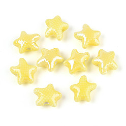 Желтый Фарфоровые бусины ручной работы, морская звезда, яркие глазированный фарфор, желтые, 11.5~12x10.5x6 мм, отверстие : 1.8~2 мм