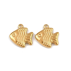 Fish 304 прелести нержавеющей стали, ионное покрытие (ip), реальный 18 k позолоченный, рыба, 15x15x3 мм, отверстие : 1.4 мм